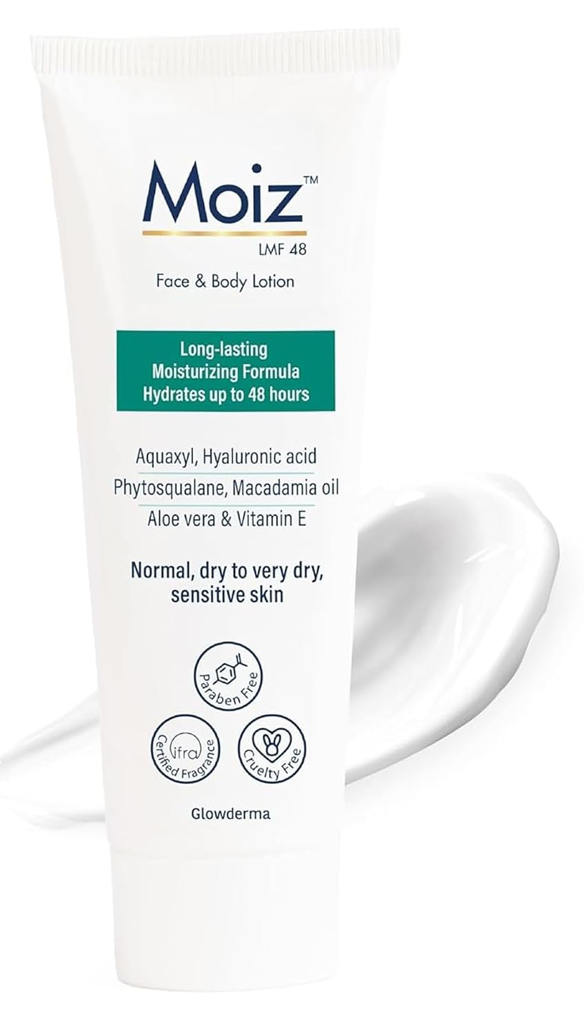 Moiz LMF 48 Lotion | 48 Hour Long-Lasting Moisturizer | Formulated with 17 Moisturizers | Non-Comedogenic | Paraben & Crue...