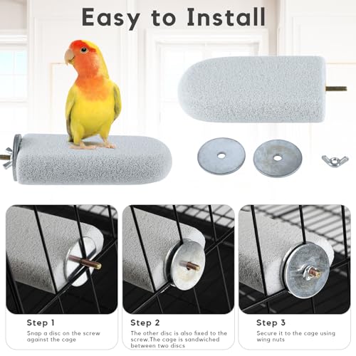 Image of 3PCS Bird Beak Grinding Stone, Natural Pumice Bird Parrot Cage Perch Stand Platform Foot Claws Trimmer Toys for Budgies, Parakeets, Cockatiels, Conures