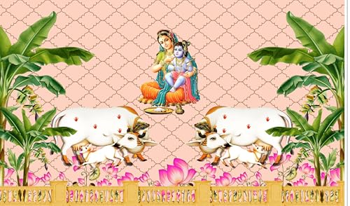 Best Janmashtami Decorations from Amazon India 21 Yashoda Maata with Lord Krishna Design Backdrop Cloth for Pooja D...