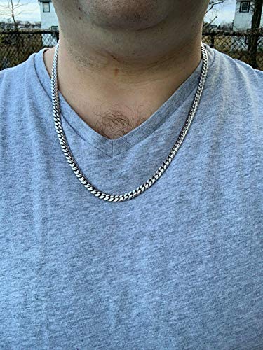 HarlemBling Real Solid 925 Sterling Silver Miami Cuban Chain - Heavy Men's 6mm Box Lock Cuban Chain - 18-30" Made In Italy3