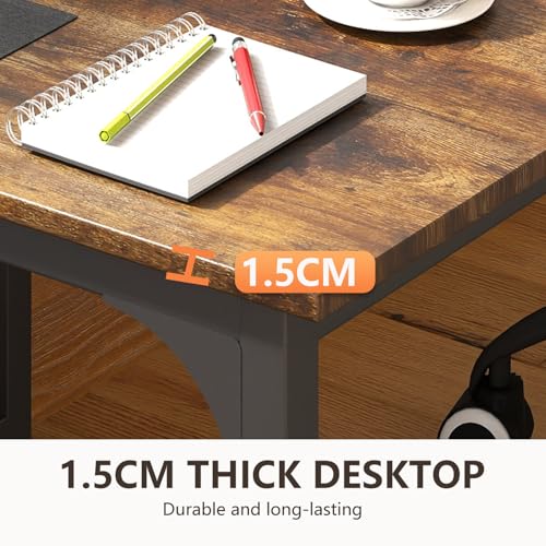 Image of BestOffice Computer Desk,Home Office Desk, Modern Simple Style for Home Office Study Writing (Brown, 47 Inch,2 Pack)