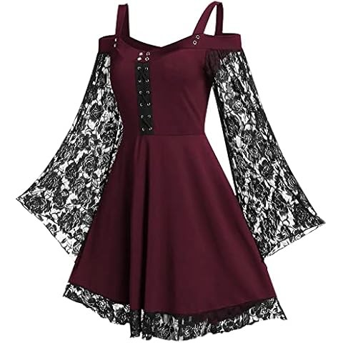 FEOYA Women's Gothic Lace Midi Dress Cover