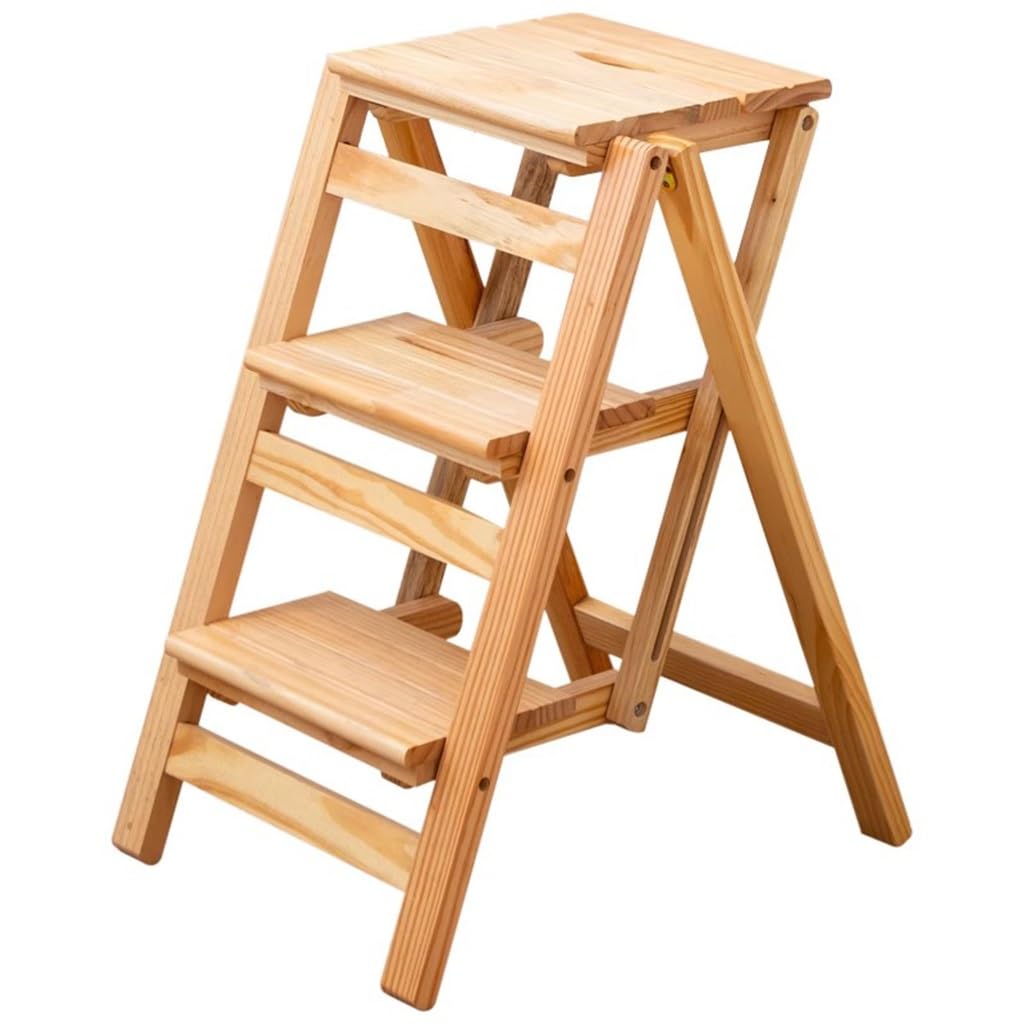 Taburete de escalada premium en madera maciza con 3 peldaños estables