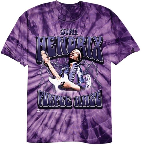Jimi Hendrix - Mens Purple Haze Lightning Short Sleeve Tie Dye T-Shiirt