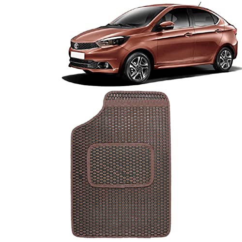 Image of Kingsway Dotted Design Car Floor Foot Mats Universal Fit for Tata Tigor, Model Year : 2017 Onwards, Water and Dustproof, Color Brown, Set of 5 Pieces