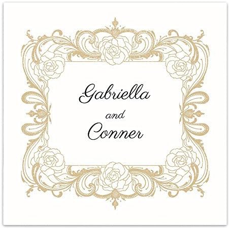 Rose Floral Frame Crest Personalized Beverage Ooh La Color Napkins / 100 Custom Printed 3 Ply Paper Uncoine…