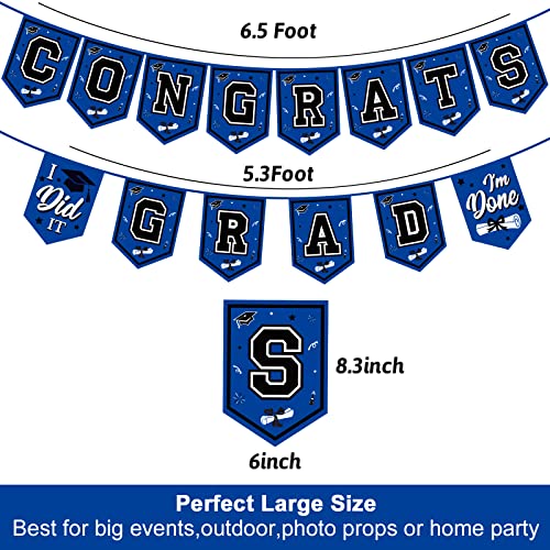Image of 2026 Blue Graduation Banner - No DIY Required Graduation Party Supplies Decorations for College, High School (Blue and Black Congrats Grad)