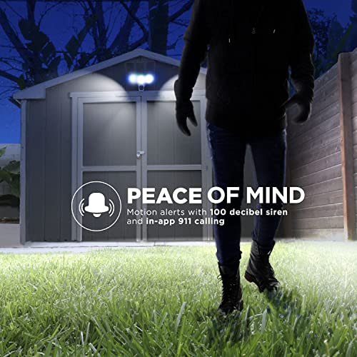 Home Zone Security Triple Head Floodlight Camera – Smart 2.4 Ghz 1080P Outdoor Hardwired 3500 Lumen Led Flood Light Camera With 128Gb Local Storage Included, White #TOP5