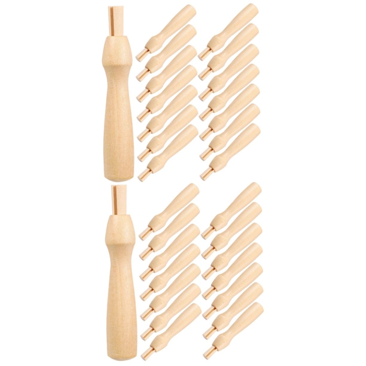 BELLIFFY 2sets Felting Needles Wooden Handles for Needle Felting Tools Easy to Replace Handheld Crafting Tools 16pcs*2