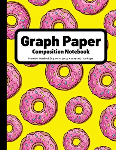 Graph Paper Composition Notebook: 4x4 Quad Ruled Graphing Grid Paper | 100 Pages | Pink Donuts