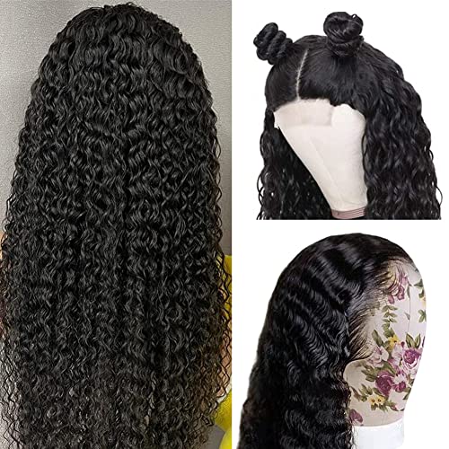 Image of bangjazz Water Wave Lace Front Wigs Human Hair Brazilian 180% Density Virgin Hair Wear and Go Glueless Wig 4X4 Lace Closure Wigs for Black Women Pre Plucked with Baby Hair Natural Color 26 Inch