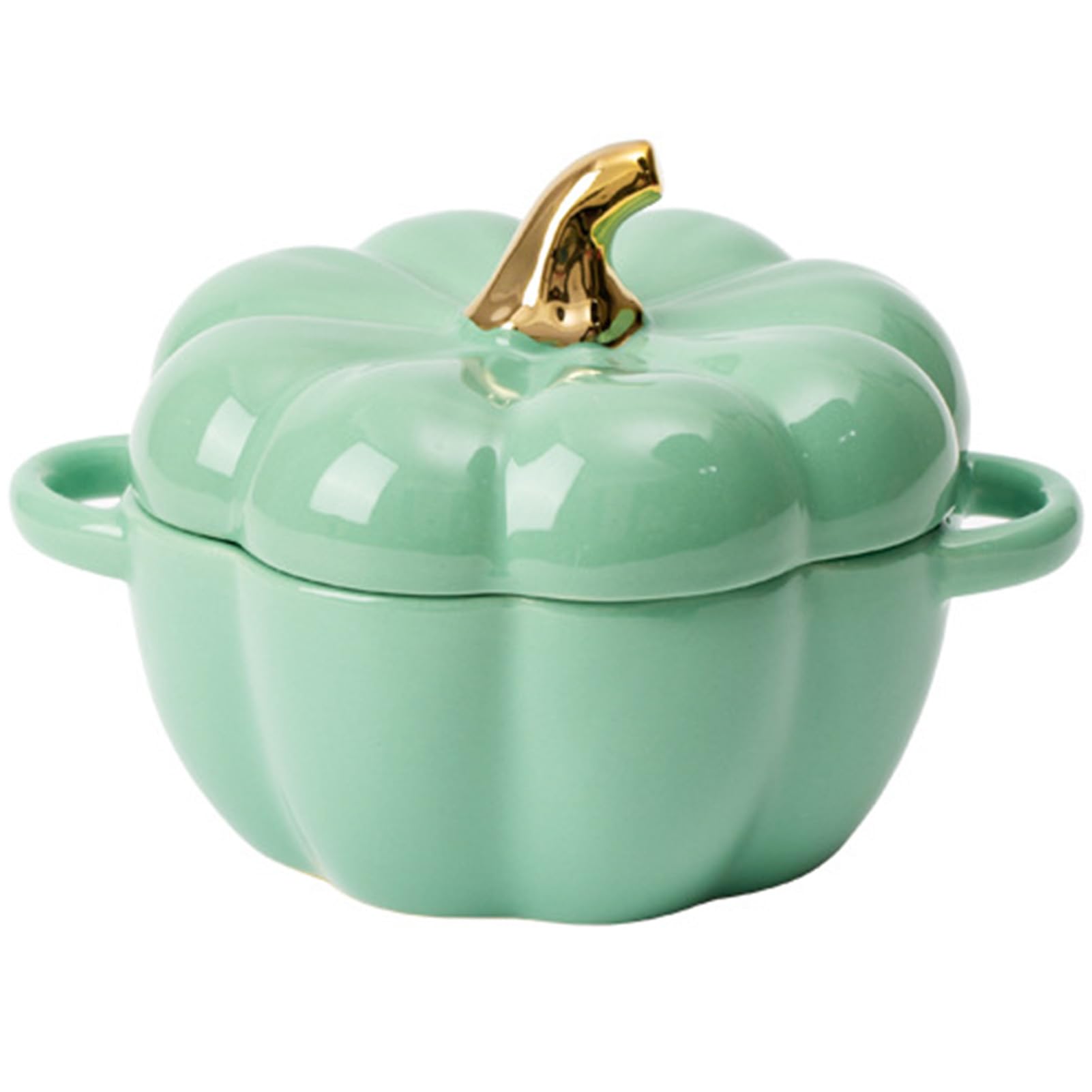 VHJdtE Ceramic stew pots, Saucepans Soup Bowl with Lid and Handle Large Serving Tureen Shape(Green)