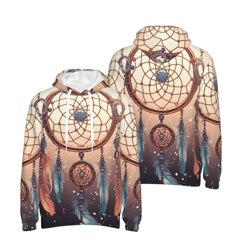 Men's Fleece Pullover Hoodie Long Sleeve Hooded Native American Dream Catcher Sweatshirt Casual Shirts With Pockets 7