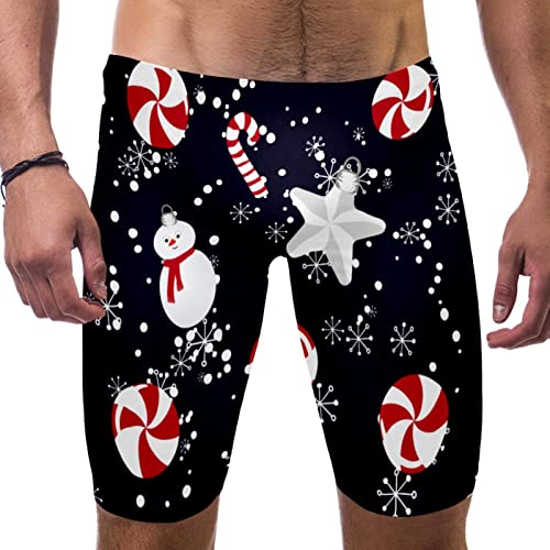 Bañador corto de hombre multicolor con estampado de estrella y muñeco de nieve talla S