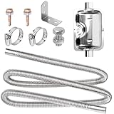 Tanstic 8Pcs 2.5 x 200cm/ 1 x 78 Inch Stainless Steel Diesel Heater Exhaust Pipe, Parking Air Heater Exhaust Pipe, Fuel Tank Diesel Gas Vent Hose with Muffler and Clamps