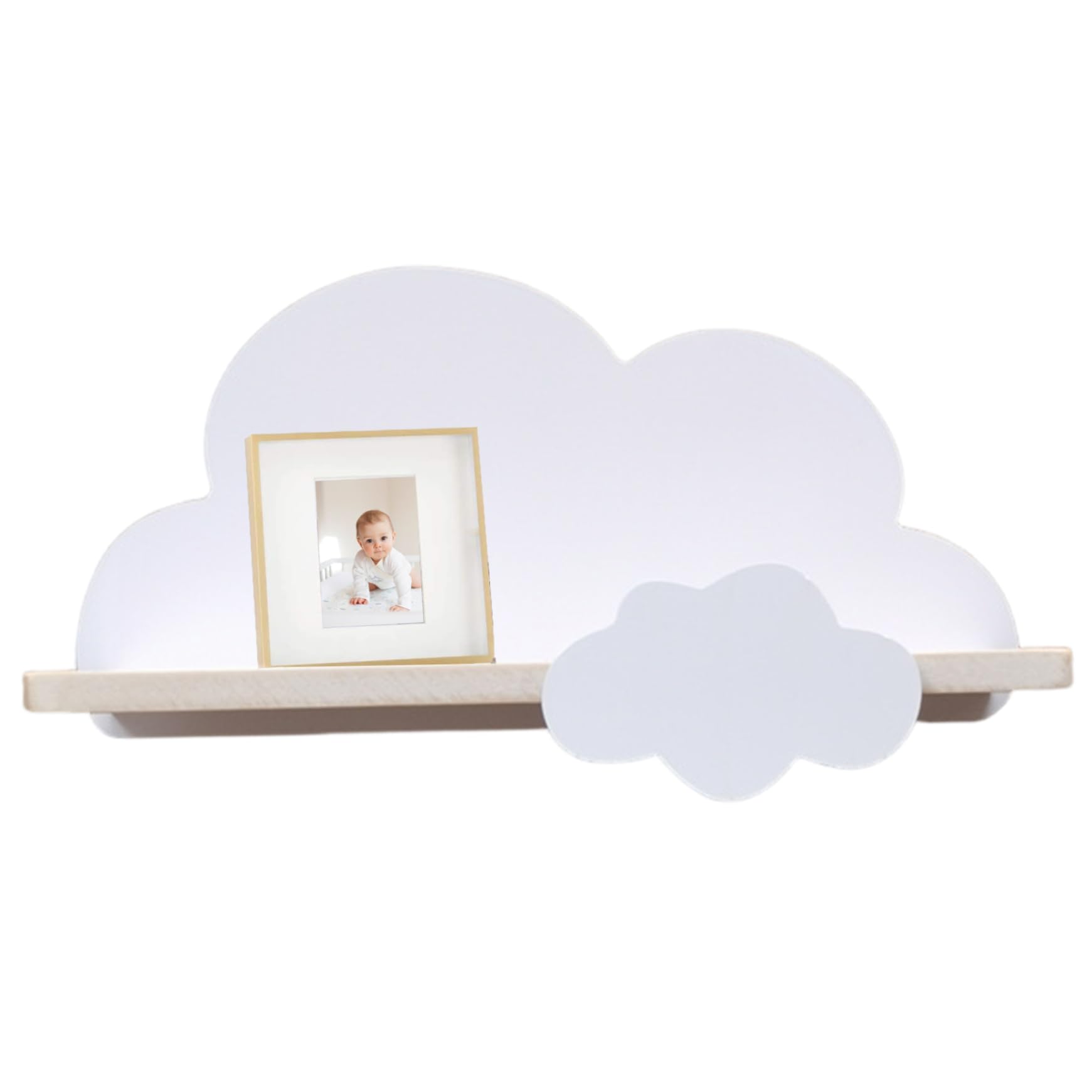 Wedhapy Nursery Shelves Cloud Shelves, Wood Cloud Wall with Hook, Cute and Simple Style Wall Shelf for Book Toys Storage Kawaii Room Decor