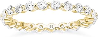 EAMTI 2mm 925 Sterling Silver Full Eternity CZ Stackable Wedding Band Ring Sizes 3-13 Hypoallergenic