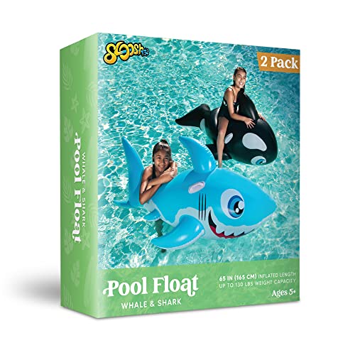 Inflatable Whale & Shark Pool Float For Kids Swimming Pool Inflatables Ride-On Summer Party Pool Toys Raft Lounge For Girls And Boys 2 Sets #TOP6