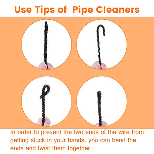 Image of 100 Pieces Pipe Cleaner Chenille Stem, Black Pipe Cleaners for Hair | Black Pipe Cleaners for Hair Locs Craft Pipe Cleaners Set for DIY Arts Crafts Decorations