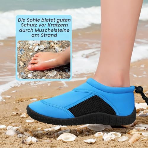 Foto von HKR Kinder Badeschuhe Wasserschuhe Barfussschuhe Strandschuhe Surfschuhe für Jungen Schwarz/Blau 34 EU
