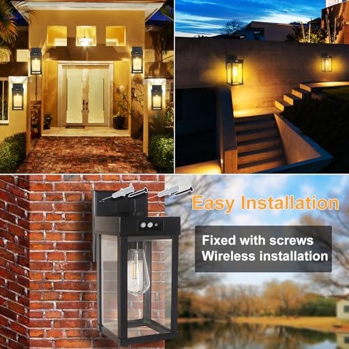 CYHKEE 2 Pack Solar Wall Lights Outdoor Waterproof with 3 Lighting Modes & Motion Sensor, Dusk to Dawn Exterior Porch Light fixtures, Solar Wall Lantern Fixture for Garage Porch Yard Front Door thumbnail 6