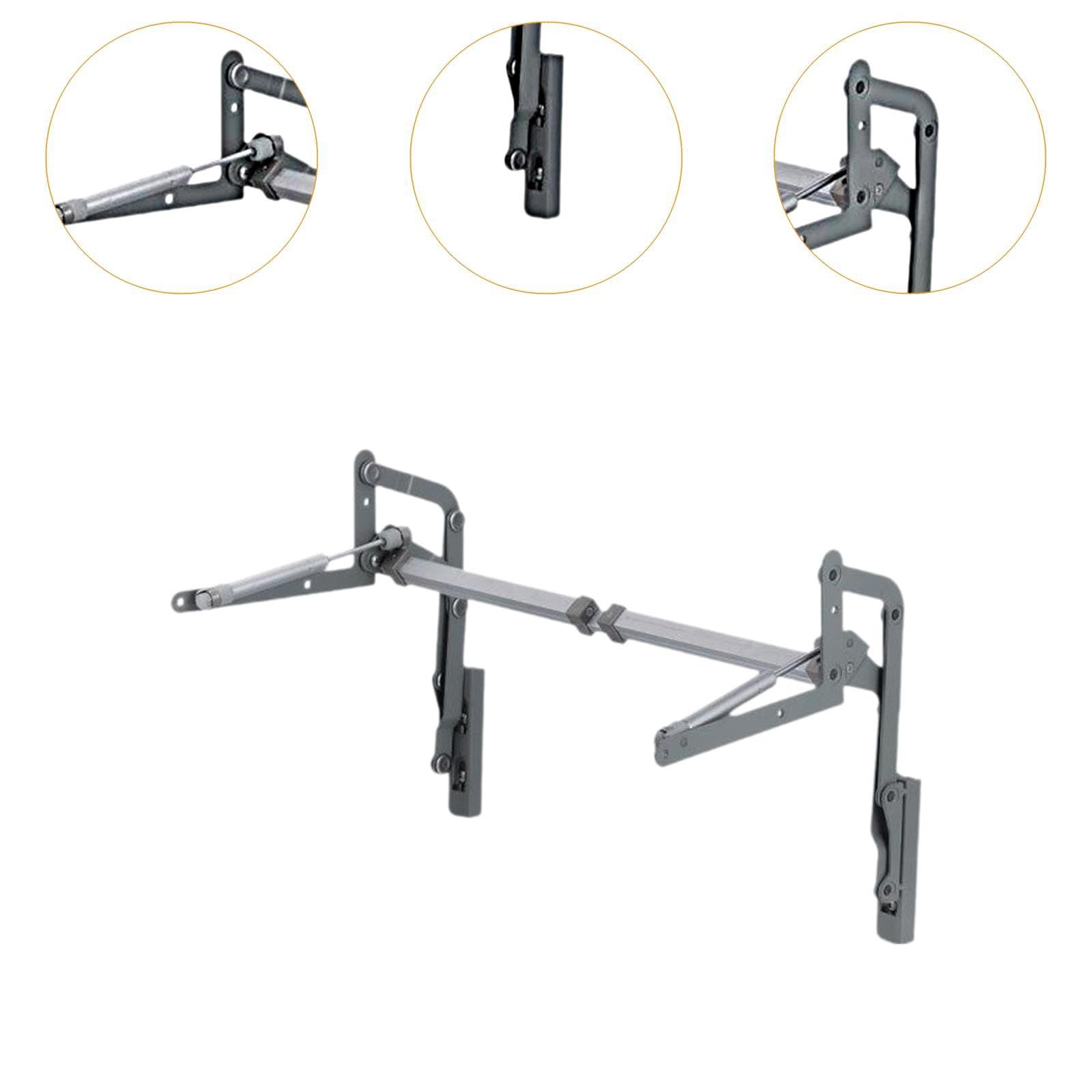 Bisagras para Puertas de Gabinete de Estructura Plegable Neumática Accesorio con Brazo Elevador Vertical Y Soporte Fuerte Montaje Fácil Y Larga Durabi, Gris con Búfer