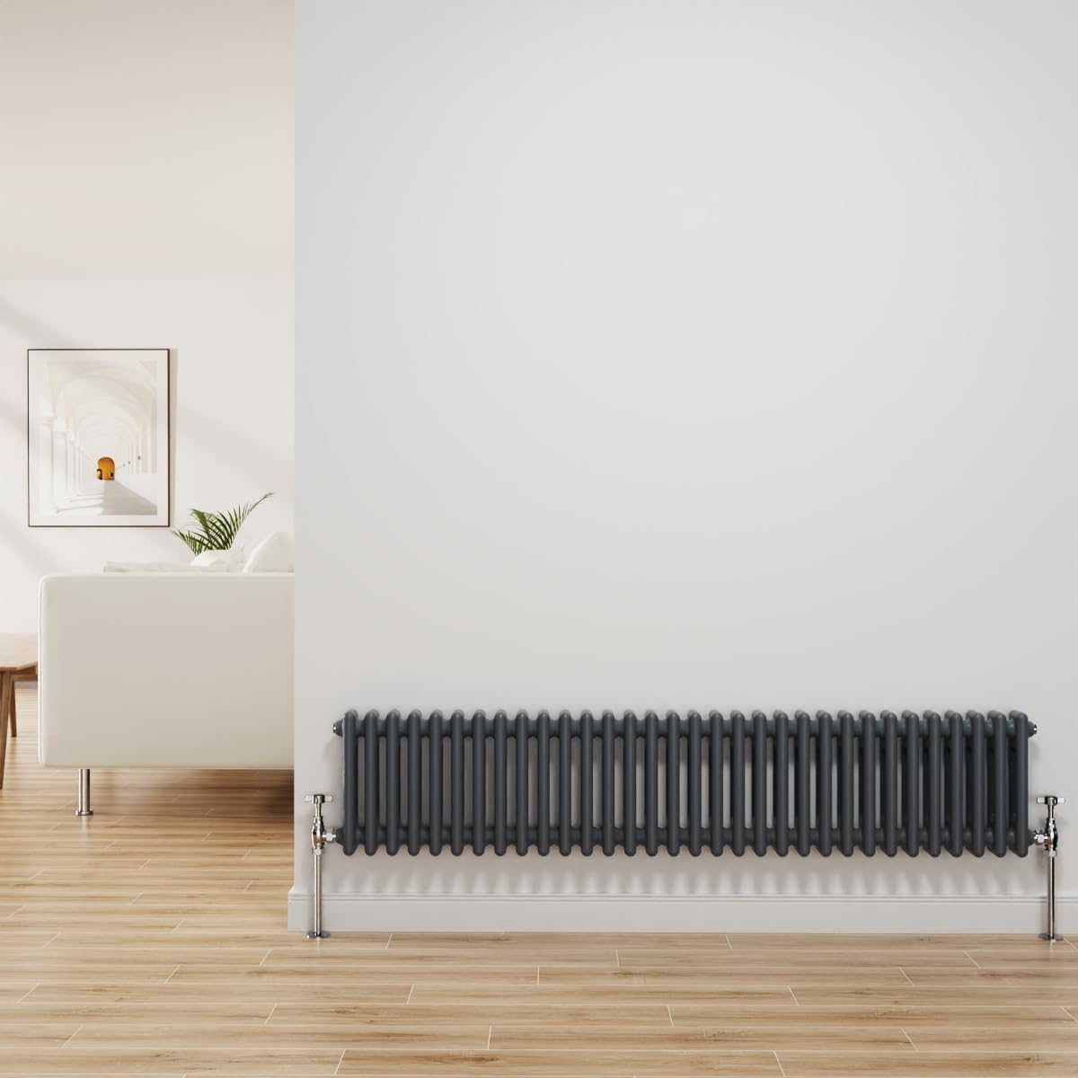 Nrg Anthracite Traditional Radiator Cast Iron 2 Column Horizontal Central Heating Bathroom Radiators 300X1460mm