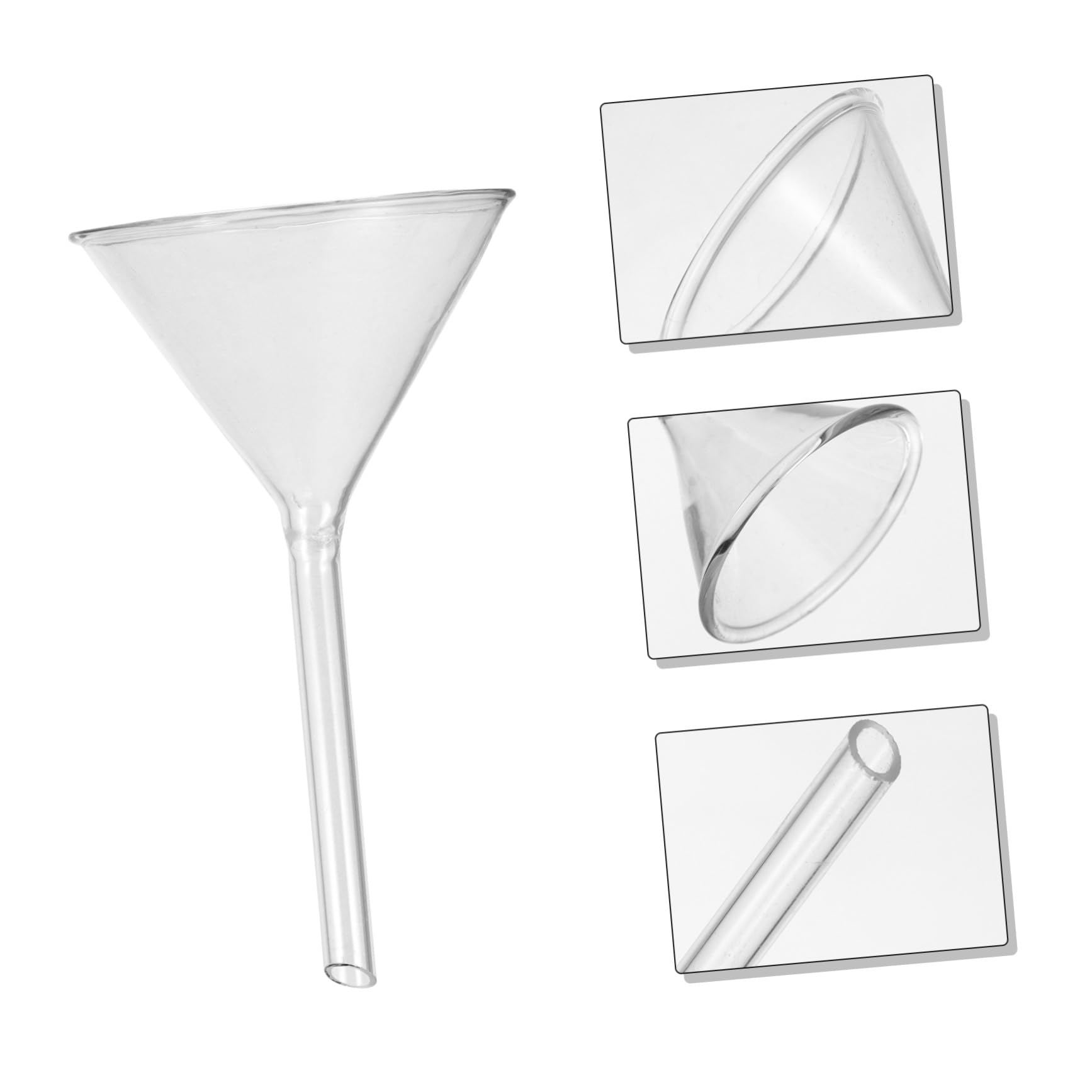 Lot de 4 Entonnoirs en Verre 40 à 100mm pour Laboratoire | Verrerie de Laboratoire, Transfert de Liquides et Remplissage de Petits Flacons, Grosse Visibilité