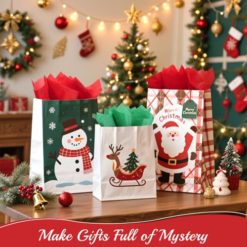 Image of Simetufy Christmas Tissue Paper for Gift Bags, 30 Sheets 20 x 30 Inches Christmas Tissue Paper Sheets Bulk, Red and Green for Gift Wrapping, Crafts, Birthday, Wedding, Holiday Decor and DIY