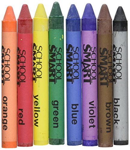 School Smart Large Non-Toxic Crayons - 4 x 7/16 inches - Set of 8 - Assorted Colors