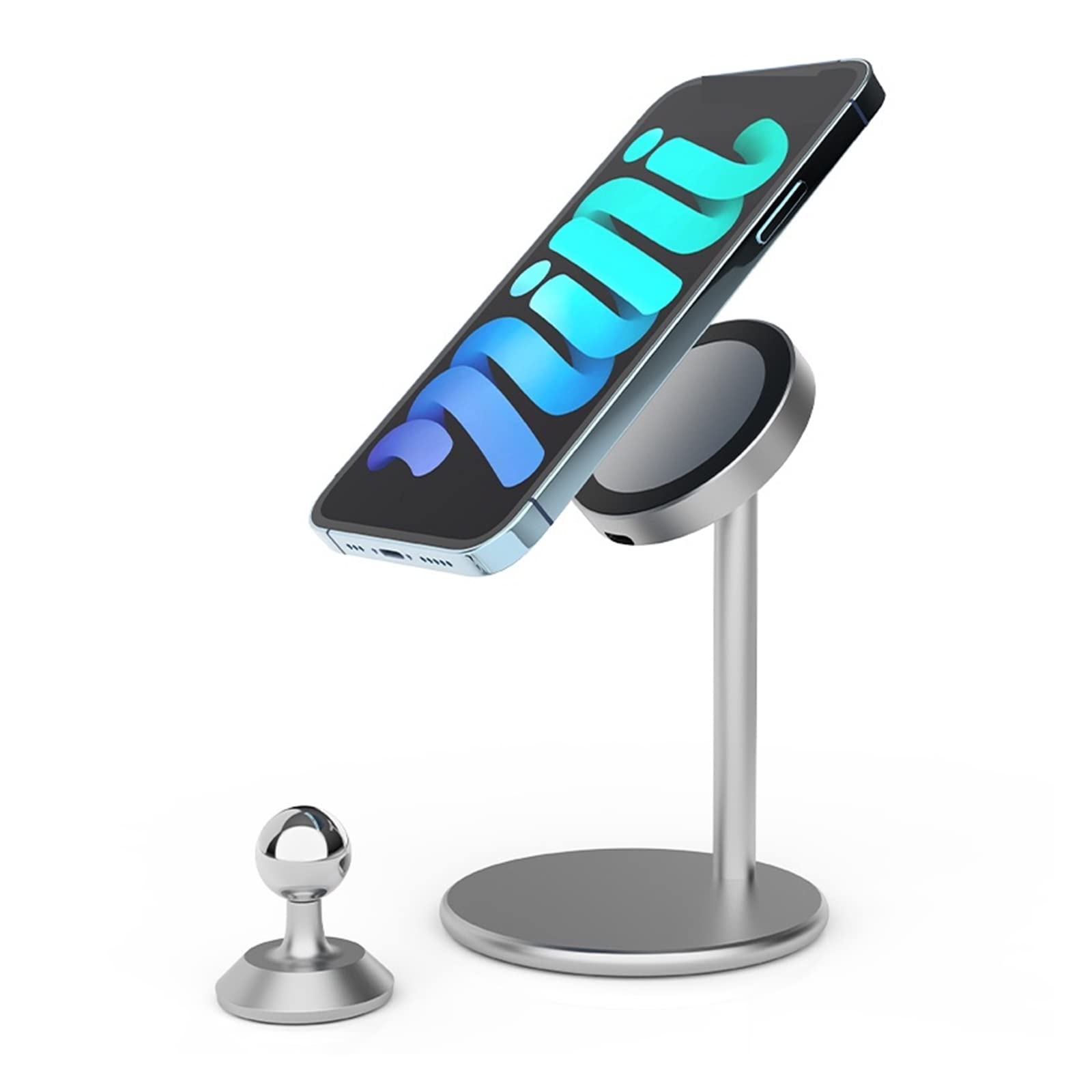 Ładowarka bezprzewodowa, 15W Magnetyczna bezprzewodowa ładowarka Qi 3 w 1 Bezprzewodowa ładowarka samochodowa do telefonu(3in1 Silver)