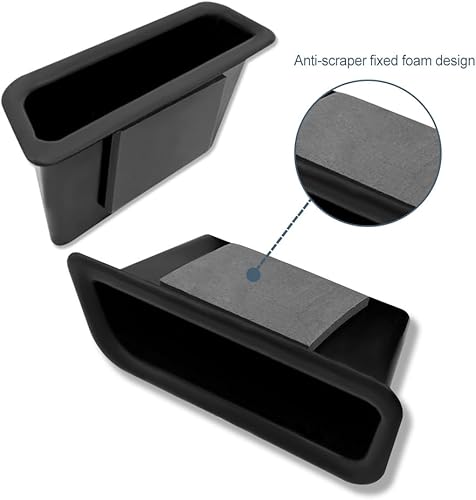 Miniatura 5 de Middrivr 2 cajas de almacenamiento lateral para puerta de automóvil, bandeja de plástico ABS para reposabrazos lateral, bolsillo para teléfono,