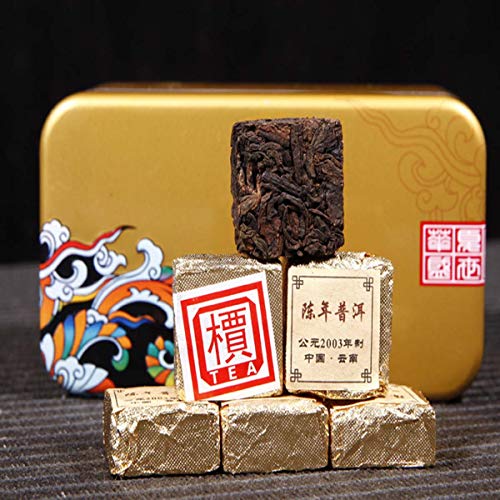 通用 Old PU Erh Té Negro Té Maduro de Puer Ladrillo cocido al Horno Caja de Hierro Amarillo Yunnan Health 250g - Imagen 3