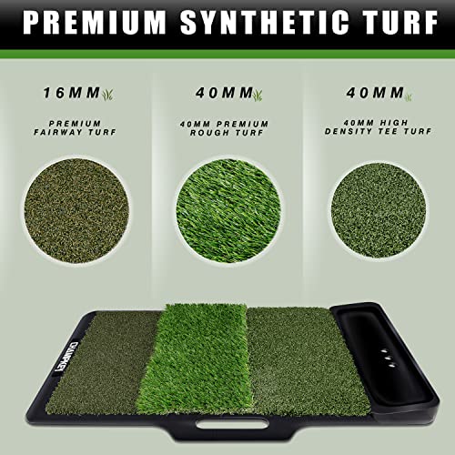 Champkey New 19" X 27.5" Tri-Turf Golf Hitting Mat With Ball Tray | Solid Adhesive Technology Golf Practice Mat | High Durability And Stability Golf Mat #TOP5