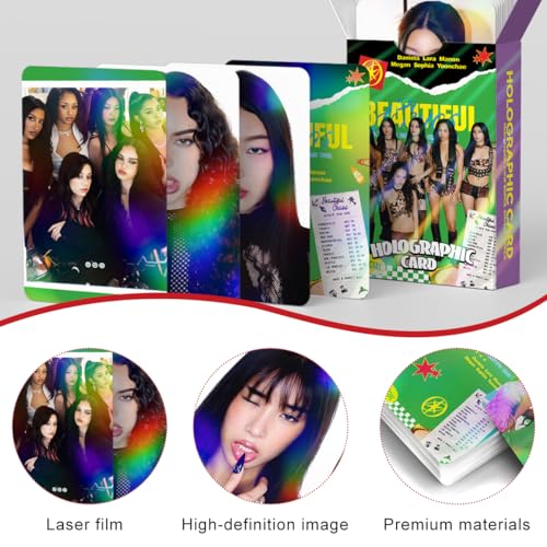 Image of Fancyku K-Pop Star Cards Sticker Set, 64PCS Holographic Photo Cards + 60PCS Stickers, Idol Laser Photocard Collection, Cute Aesthetic Scrapbook & Phone Decor for Fans, 9x6cm
