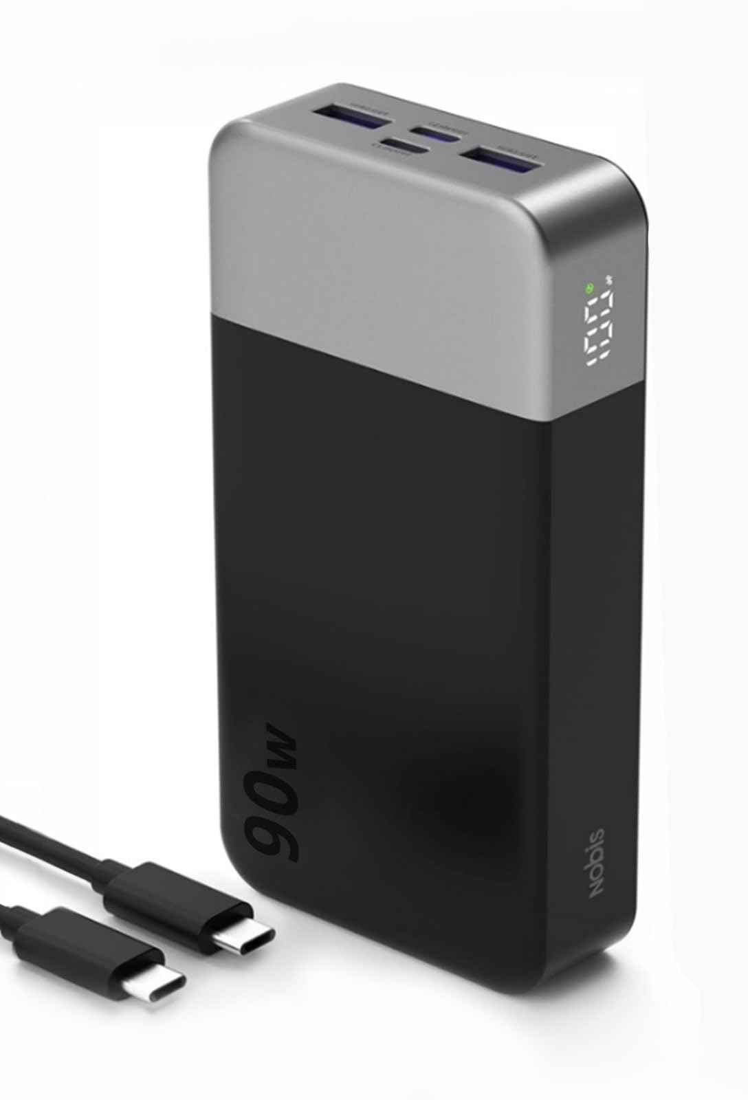 NOBIS Power Bank 90W 20000mAh, przenośna ładowarka do laptopa 4-portowa, szybkie ładowanie PD z wyświetlaczem cyfrowym, dla laptopa, tabletu, telefonu i innych urządzeń