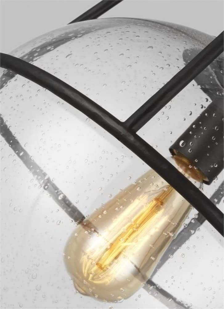 Close-up of the pendant's bulb and seeded glass