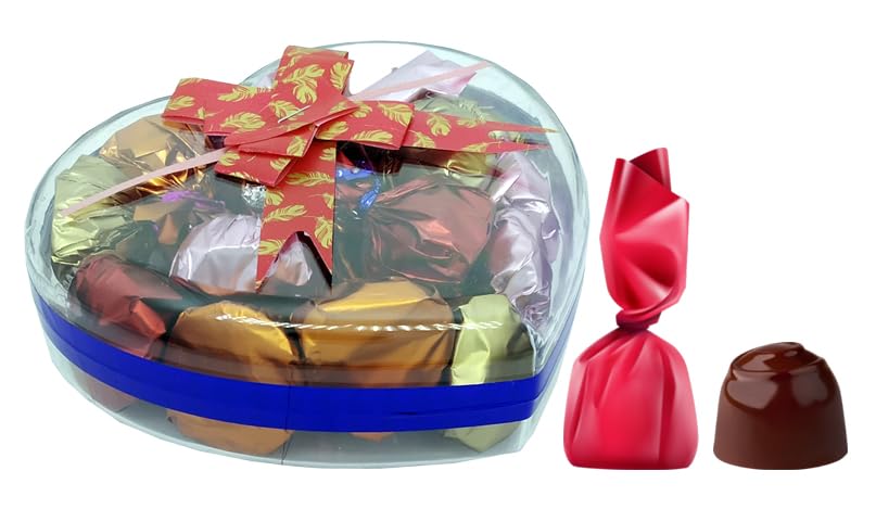 Rich'U Chocolates - Heart Shape Chocolate Box - Flavours Butterscotch, Roasted Almonds, Fruit N Nuts & Orange - Total 15 Pcs in Box