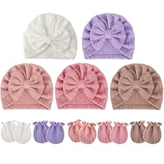 5 Baby Bow Hats + 5 Pairs Mittens (Set Q)