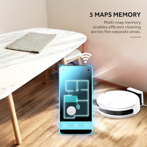 Image of Haier Civic X11 White 2 in 1 Robot Vacuum Cleaner & Mop, 5000 Pa Suction, 2600mAh Battery, Covers Wide Area in Single Charge, Zero Tangle Technology, Advanced Laser Mapping | Anti-Fall, Pet Frindly