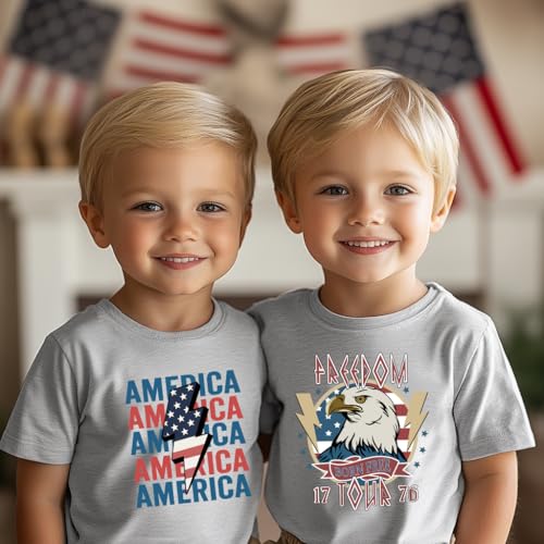 Image of Mrocioa USA American Flag 4th of July Shirt for Boy Girl Kids Stars Stripes Patriotic T-Shirt