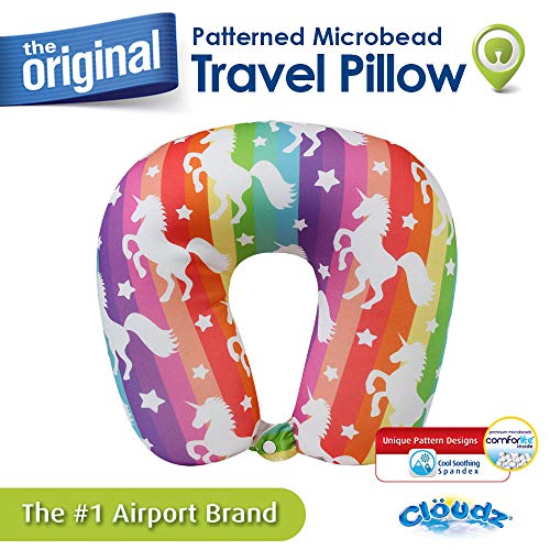 Image of Cloudz Patterned Microbead Airplane Travel Neck Pillow. Customize Your Comfort and Support While Traveling on a Plane, Car, Bus or Train! - Unicorn