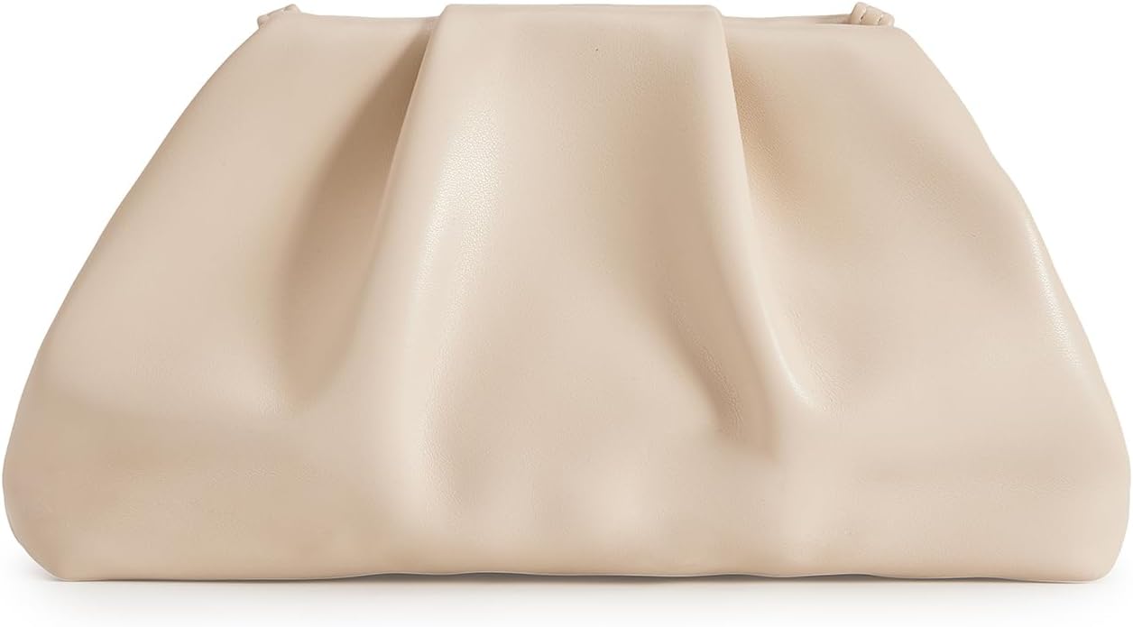 Huralona Dressy Pleated Vegan Leather Clutch Purse Bag for Women Super Chic Soft PU Evening Purse Handbag
