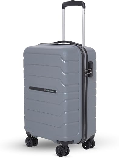 SWISS MILITARY Rhombus 20 Inch Small Cabin PP Hardshell Trolley Luggage with 360° Rotating Wheels with 3-Dial Lock, Alumin...
