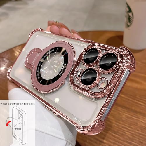 Uioeua for iPhone 15 Pro Max Case with Magnetic Ring Stand,[Compatible with MagSafe] Four Corners Shockproof [Military Grade Drop Protection] Luxury Slim Kickstand Case for iPhone 15 Pro Max-Pink by Uioeua - Used condition - Image 2