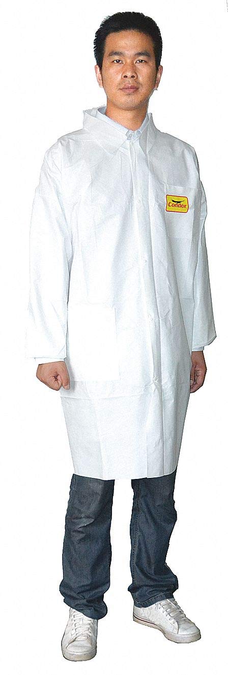 CONDOR 30C562 Disposable Lab Coat, XL, PK8