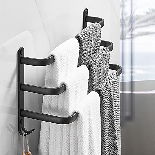 Bathroom Towel Holder 40 cm, Towel Rack Black Matt Towel Rail with Three Towel Rails and Hook Design, Ladder Towel Rack, Towel Rails No Drilling Required - Cosy Home Interiors Bathroom Towel Holder 40 cm, Towel Rack Black Matt Towel Rail with Three Towel Rails and Hook Design, Ladder Towel Rack, Towel Rails No Drilling Required - Image 7