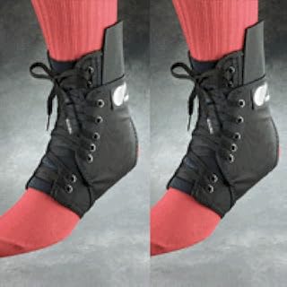 Pair of Swede-O Inner Lok 8 Lace-Up Ankle Brace with patented internal figure eight straps, Black, Large