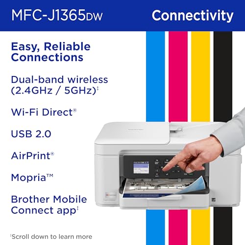 Brother INKvestment 1365 Wireless Color Inkjet All-in-One Printer with Automatic Duplex Printing and 1.8” Color Display | Includes Refresh Subscription Trial(1) (MFC-J1365DW) by Brother - Image 6