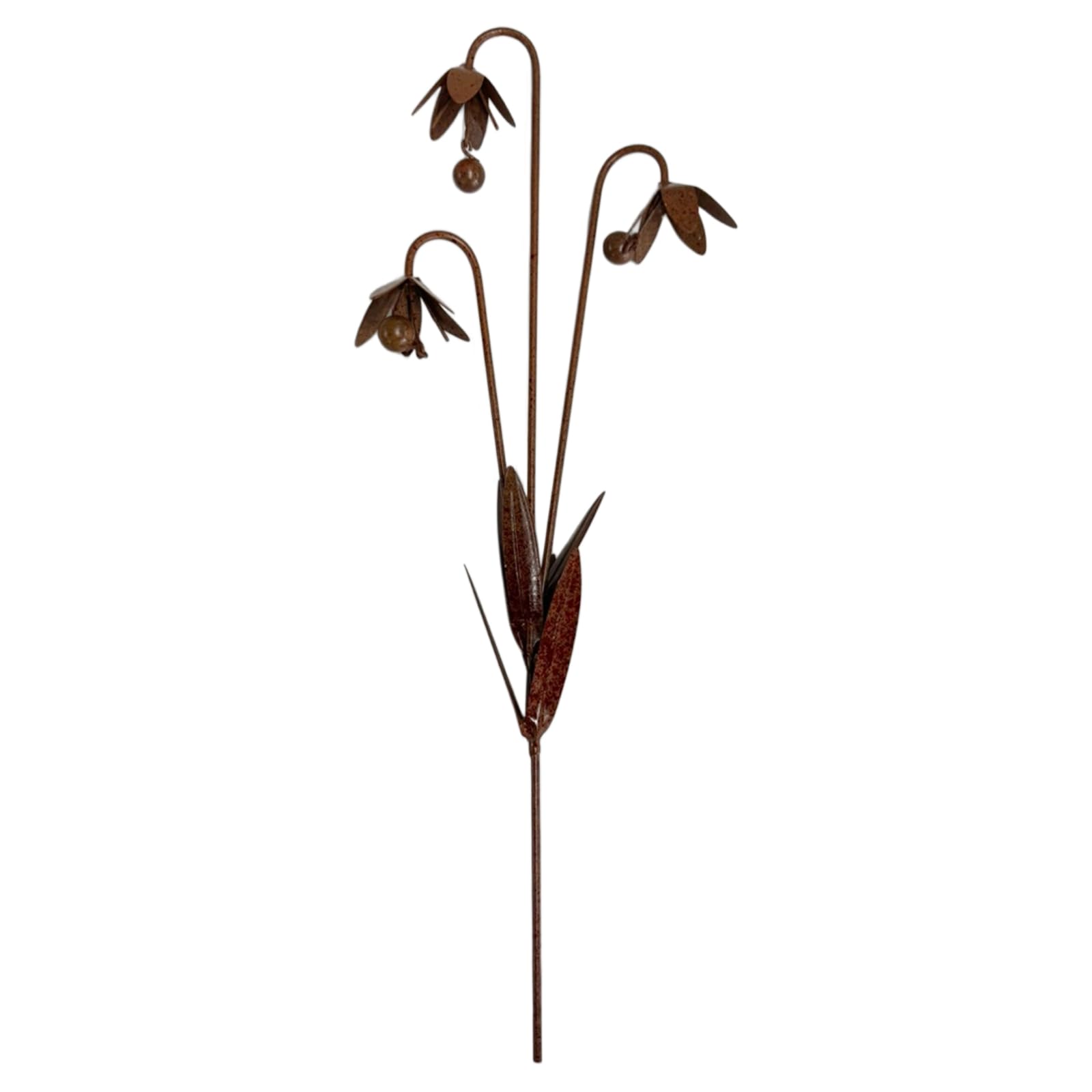 Metal Flower Garden Stakes Triple Bluebells Garden Stakes Designed to Rust Decorative Art Plant Sculpture Handmade Ornament for Walkways Patios Lawn